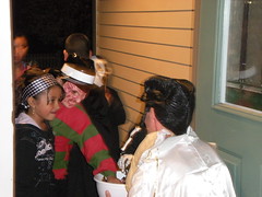 Elvis Hands out Candy to Freddy Krueger