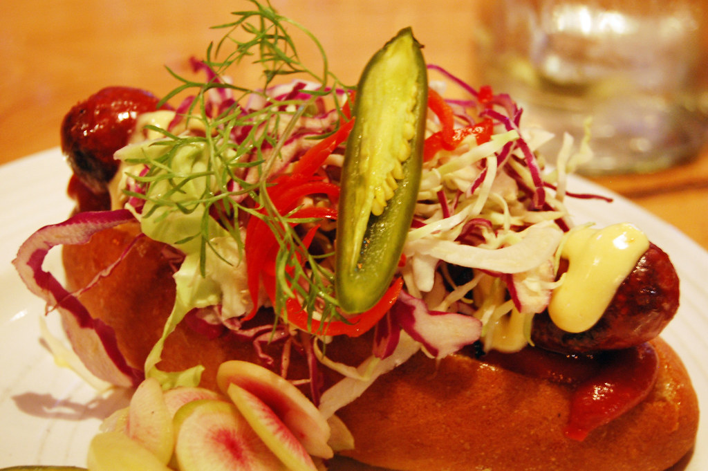 The Linkery San Diego Mexi-Dog - 100% pastured beef, wrapped in hand made bacon smoked over California Red Oak
