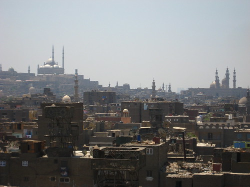 View of Mohammed Ali Mosque in the Citadel from a minaret in Al-Azhar Mosque