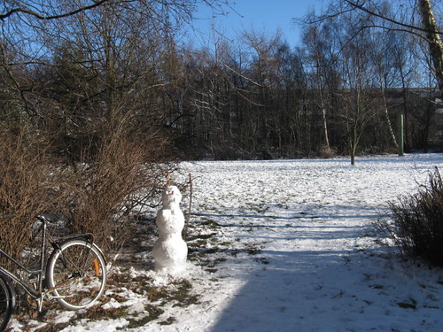 Little snowman outside of my kollegium blok.