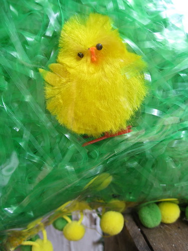 Detail of Easter chicks pillow
