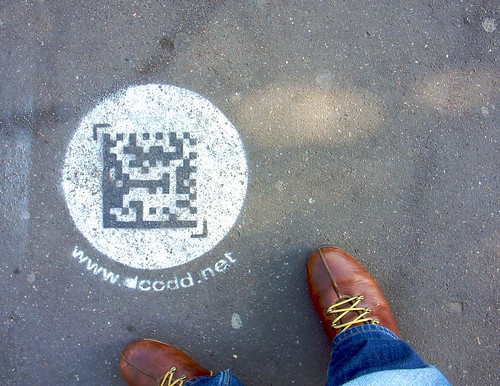 QR code on the sidewalk