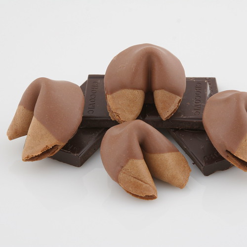 Dipped Fortune Cookies. Chocolate dipped fortune cookies