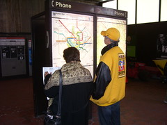 Looking at a map at the Takoma Metro Station