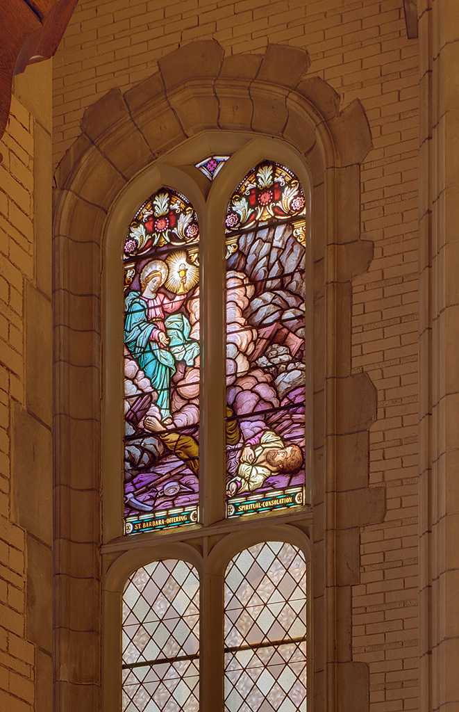 Former Daughters of Charity chapel, at the University of Missouri - Saint Louis, in Normandy, Missouri, USA - stained glass window 5