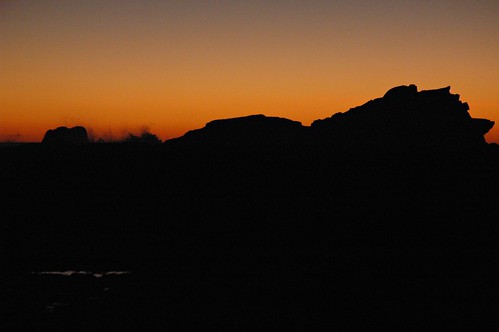 Mavericks Point Rocky resistance outline at sunset full moon night California USA by Wonderlane