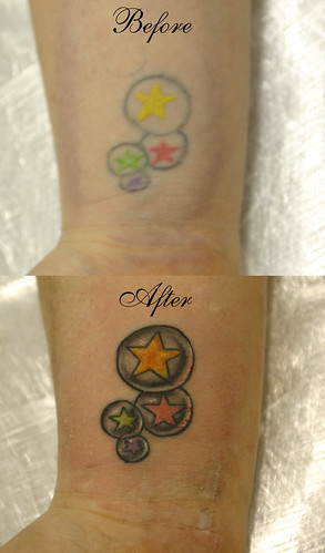 back shaded star tattoo
