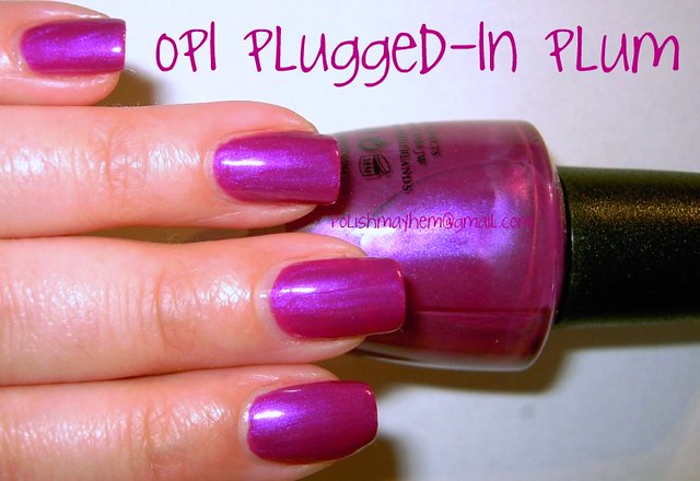 OPI Plugged-In Plum - purple with blurple shimmer