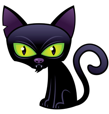 black cat cartoon. Halloween Black Cat