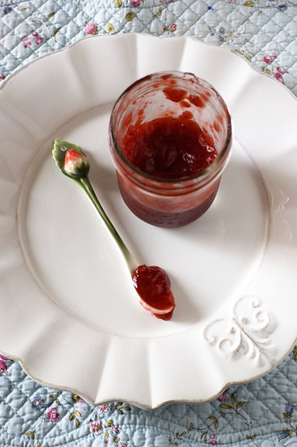 strawberry jam - spoon and jar