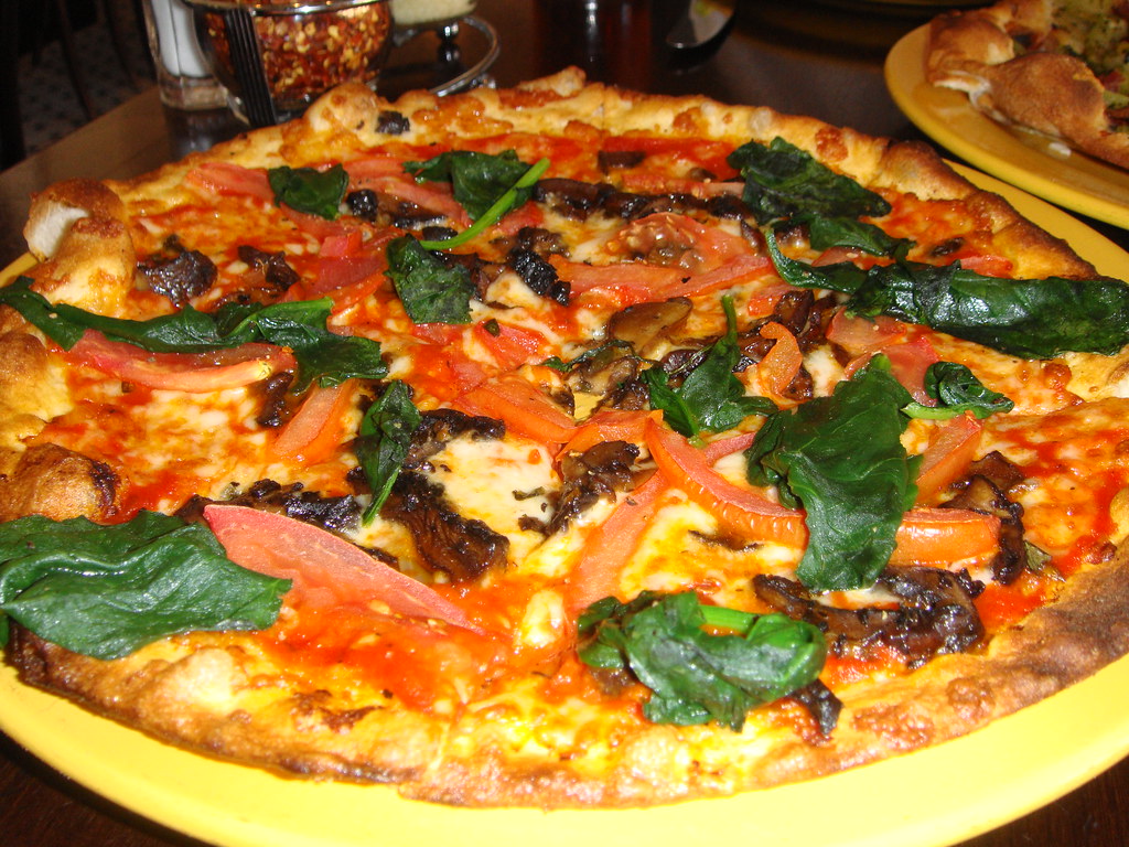 Spinach Tomato Portabello Pizza