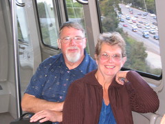 Jeanne & Robert heading up the hill to the Getty