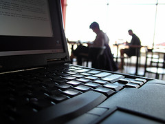 Laptop at a Cafe