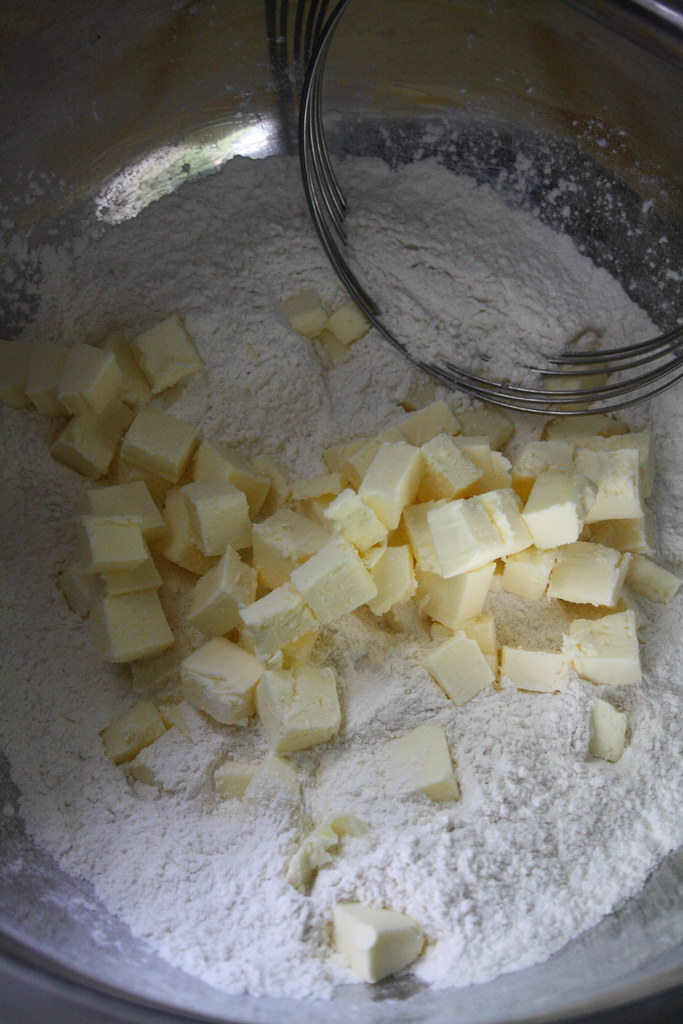 Working the butter into the flour