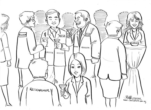 Cartoon illustration for Daxone Dumex Singapore - building relationship (networking