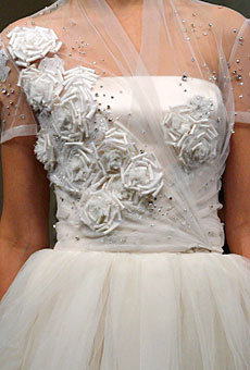 Bridal gown-style applications on the shoulder