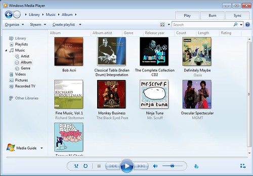 Windows Media Player with album art
