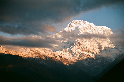 Annapurna South in sunset time