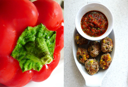 turkey meatballs with roasted red pepper sauce