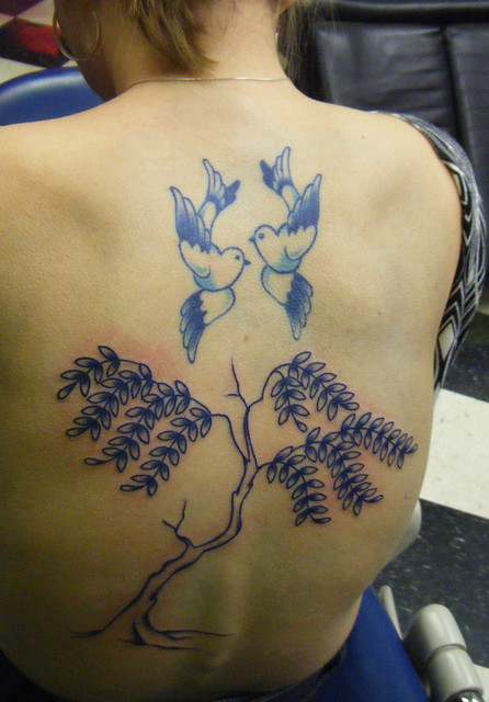 Blue Willow Tree China Tattoo. This is the second piece to my back tattoo.