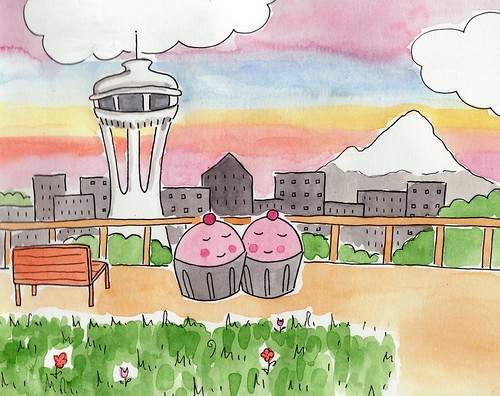 Cupcakes in love at Kerry Park