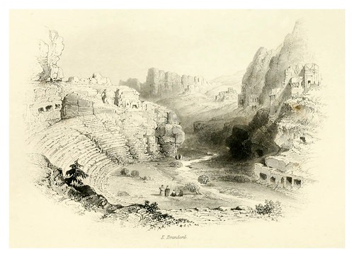 021-Petra el teatro vista desde dentro de la ciudad-Bartlett, W. H. 1856