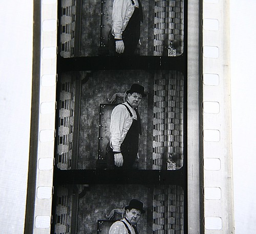 35mm film of Oliver Hardy in The Music Box (1932), by Mat Price, Creative Commons: Attribution 2.0.