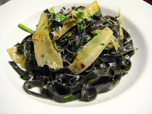Tagliatelle Neri con Nastri della Pastinaca (Black Tagliatelle with Parsnip Ribbons)