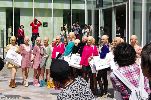 Bald Girls Posing in Harajuku
