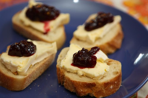 D'Affinois and Sour Cherry Spread on Baguette