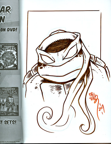 TMNT: TEENAGE MUTANT NINJA TURTLES Volume 4 # 30 // ..tOkKa's back cover TMNT head sketch by Eric Talbot (( MAY 2009 ))