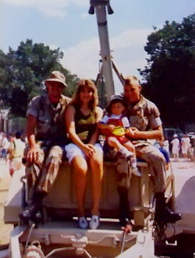 Hilary, James and Two Soldiers. Wash DC 1991