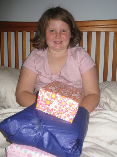 Amy opening presents