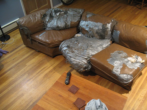 The last of the duct tape couch...