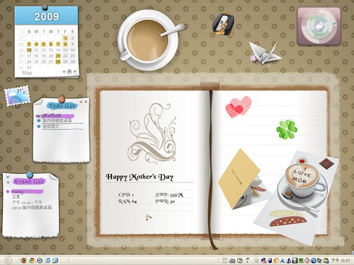 Desktop 2009-05：My Desk (for Mother's Day)
