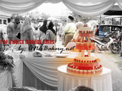 red n white wedding cakes muar Red and white themed wedding cupcakes