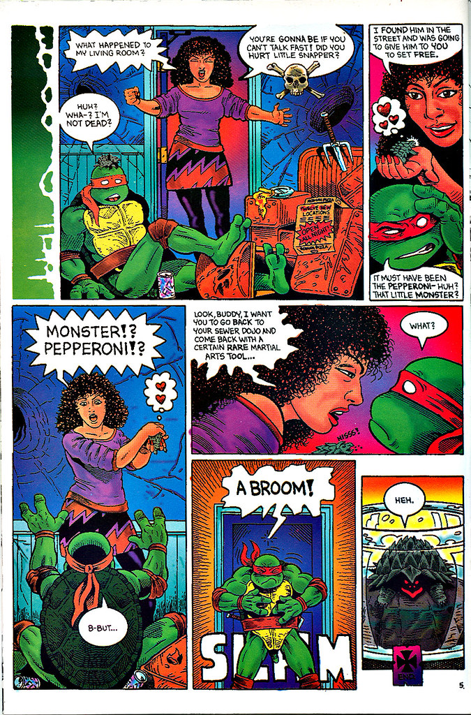 "Raphael : Snapper"   by Rick McCollum  with Tom Anderson and Peter Laird  { Turtle Soup #2 } pg.5  (( December 1991 ))