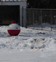 A bobber propane tank in somebody's front yard