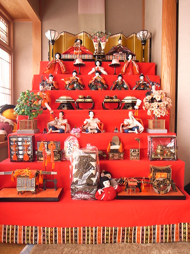 Dolls displayed at the Girl's Festival.