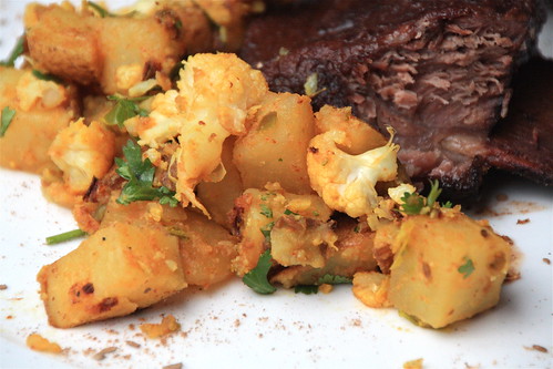 Indian-spiced short ribs with Aloo Gobi