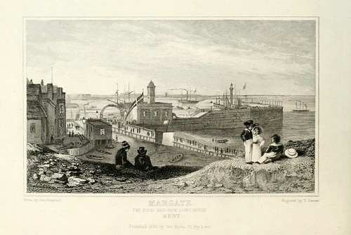 002-Margate-Muelle y el nuevo faro-Kent 1835