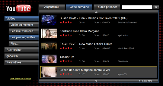 youtube XL home page