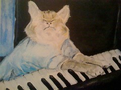 Keyboard Cat, acryllic on canvas