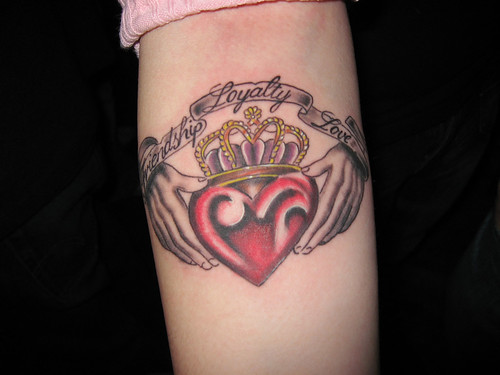 Mackenzie's new tattoo on her right inside forearm a Claddagh design