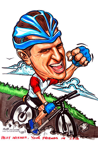 Caricature for Standard Chartered bicycle cyclist
