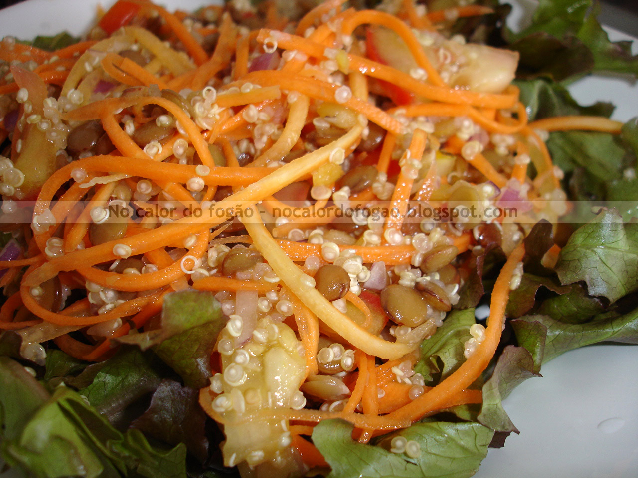 Salada de cenoura, lentilha e quinoa