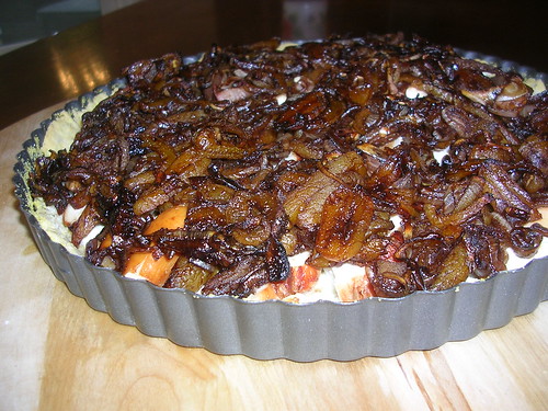 Savory Smoked Chicken Tart with Shallots and Apricots
