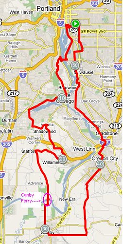 Original ride map, route by Cecil
