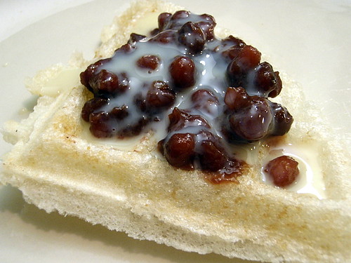 Moffle with red beans and sweetened condensed milk