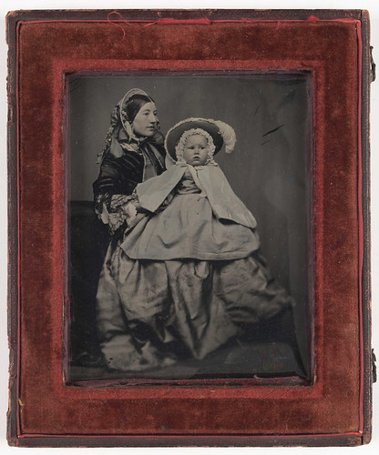 Ambrotype of a mother with baby in a bonnet